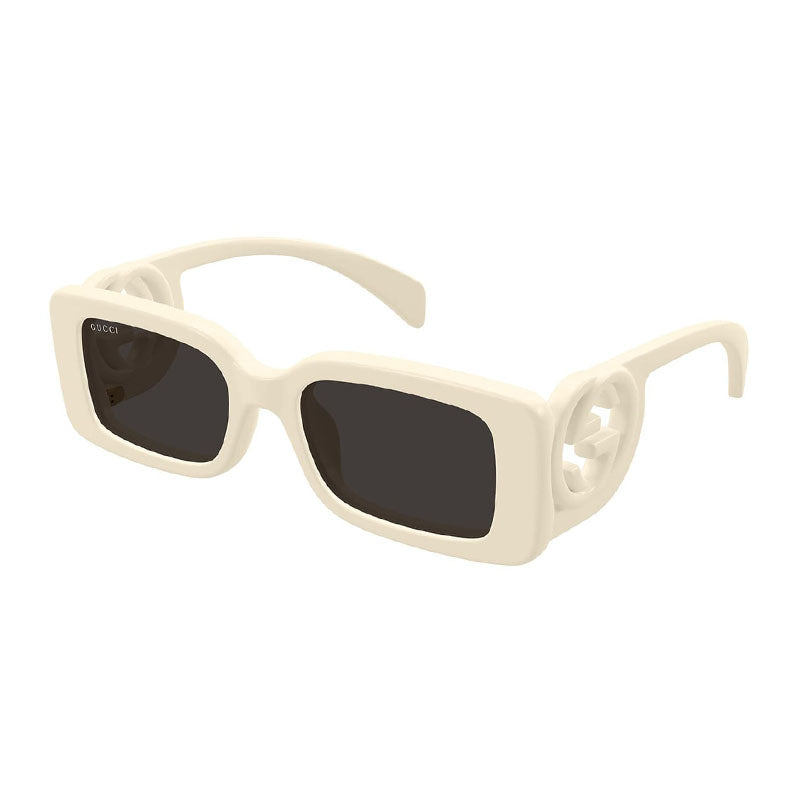 Gucci Sunglasses Square Full Rim, Ivory Frame and Grey Lens GG1325S013