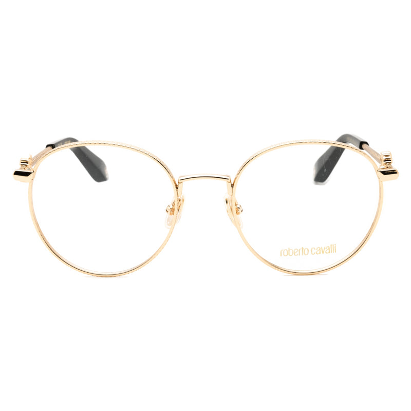 Roberto Cavalli Eyeglasses Round Full Rim, Shiny Rose Gold Frame and Clear Demo Lenses Lens VRC0470300