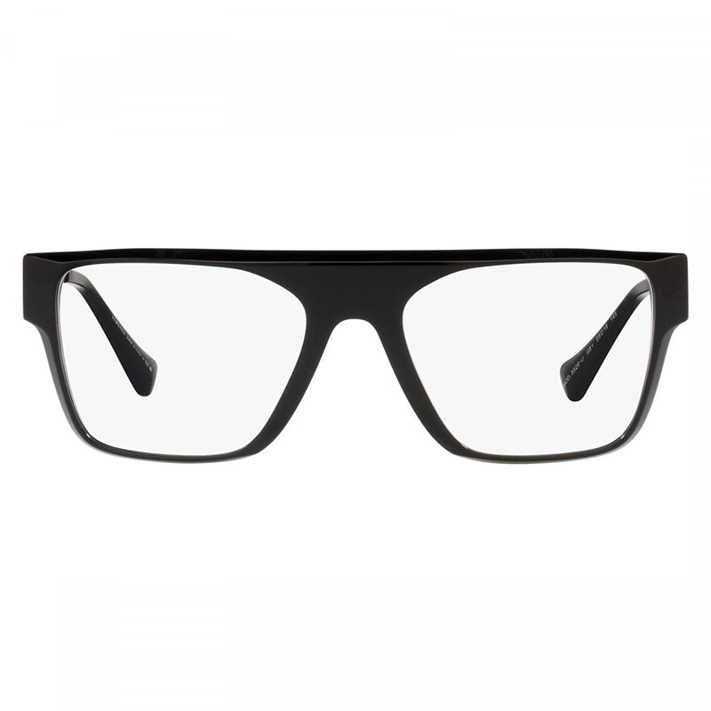 Versace Eyeglasses Rectangle Full Rim, Black Gold Frame and Clear Demo Lenses Lens VE3326UGB1