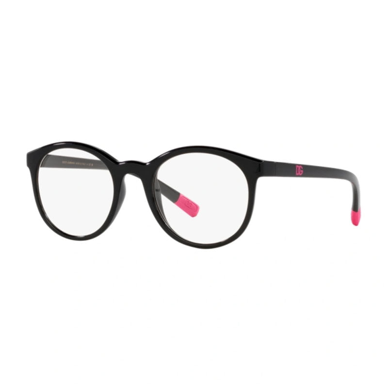 Dolce & Gabbana Eyeglasses Round Full Rim, Black Frame and Clear Demo Lenses Lens DX5095501