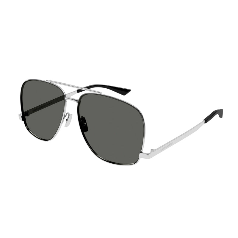 Saint Laurent Sunglasses Square Full Rim, Silver Frame and Grey Lens SL653FLEON001