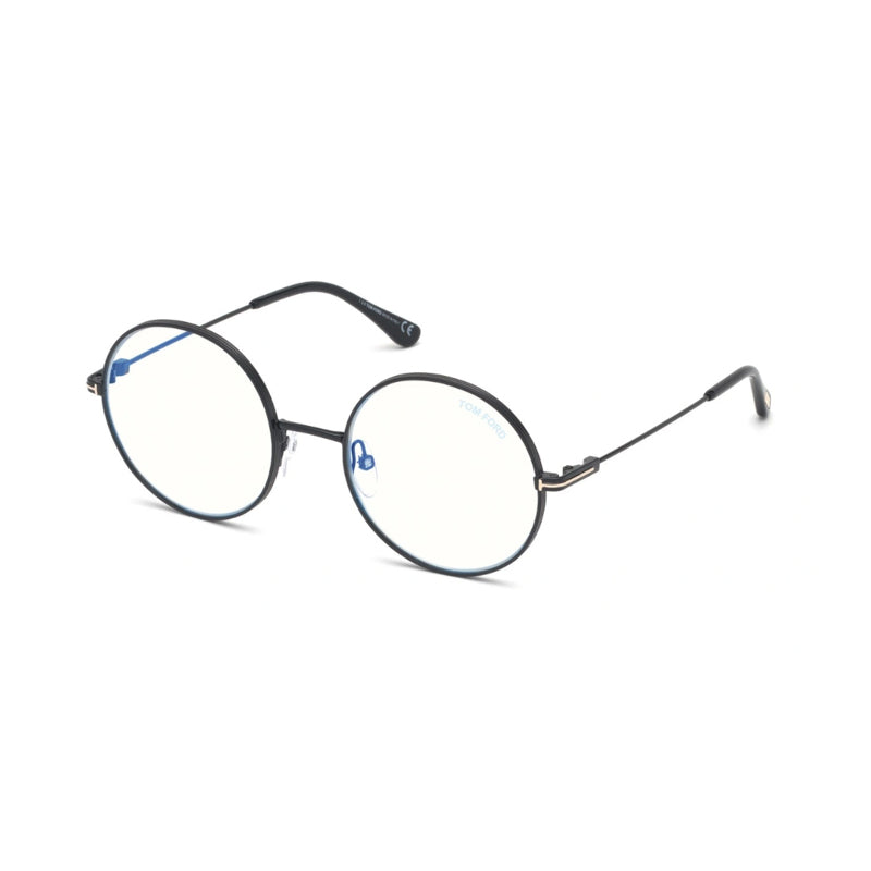 Tom Ford Eyeglasses Round Full Rim, Black Frame and Clear Demo Lens Lens FT5595-B001