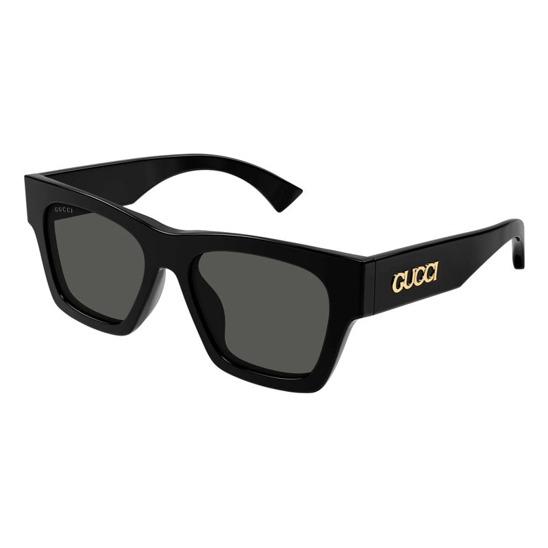 Gucci Sunglasses Square Full Rim, Shiny Black Frame and Grey Lens GG1835S001