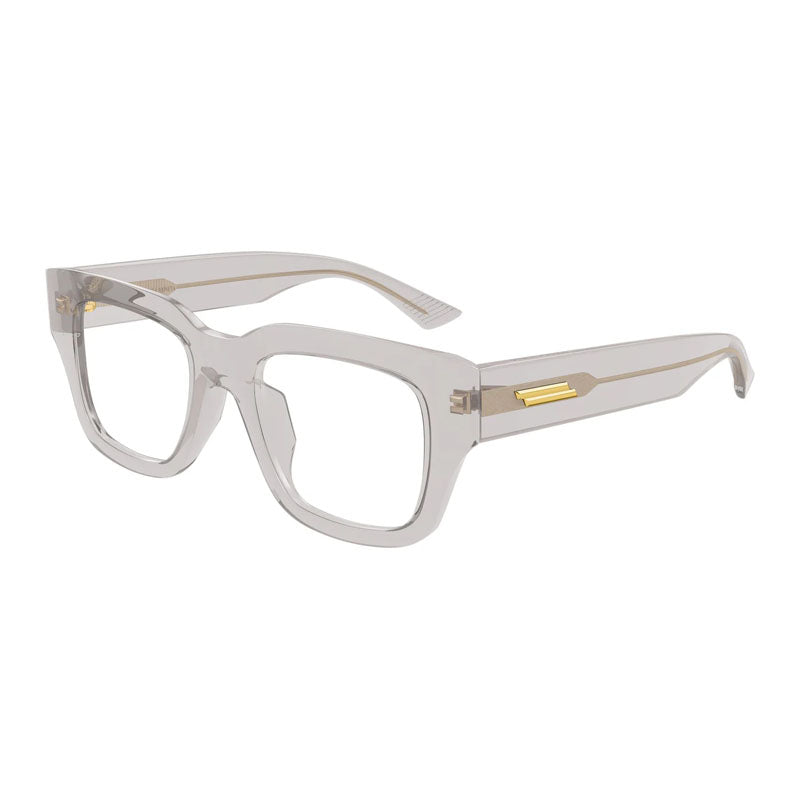 Bottega Veneta Eyeglasses Square Full Rim, Transparent Grey Frame and Clear Demo Lens Lens BV1361O010