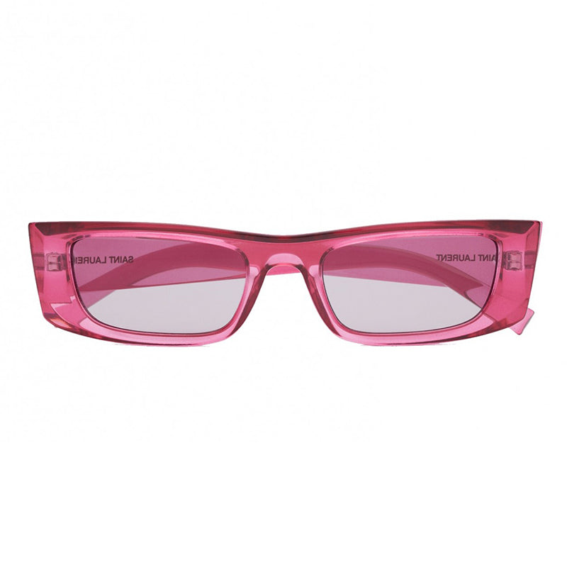 Saint Laurent Sunglasses Rectangle Full Rim, Pink Frame and Violet Lens SL553003