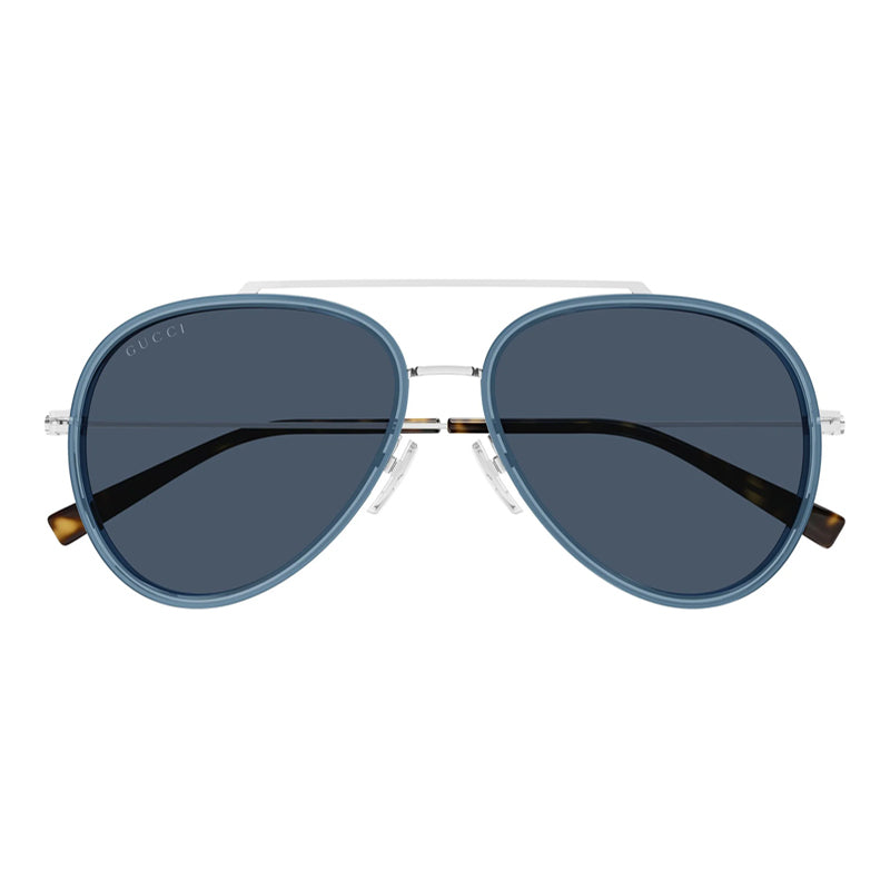Gucci Sunglasses Aviator Full Rim, Blue/Silver Frame and Blue Lens GG1981S003
