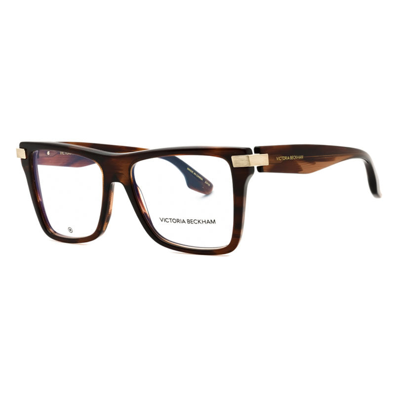 Victoria Beckham Eyeglasses Square Full Rim, Brown Horn Frame and Clear Demo Lenses Lens VB2677227
