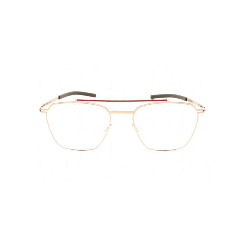 Ic! Berlin Eyeglasses Rectangle Full Rim, Rogochi Bridge Rose Gold Warm Grey Frame and Clear Demo Lenses Lens LOTSOM1627B214