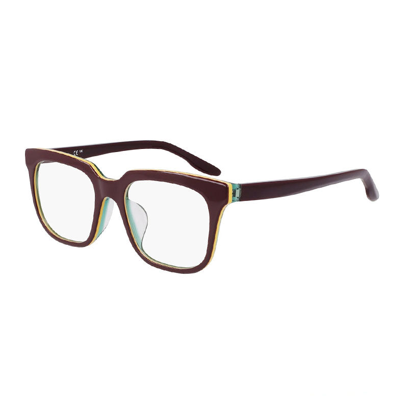 Nike Eyeglasses Square Full Rim, Raisin Tri-Laminate Frame and Clear Demo Lenses Lens NIKE7167LB502