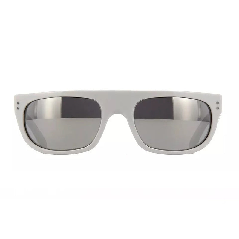Celine Sunglasses Square Full Rim, White Frame and Grey Mirror Lens CL40101I21C