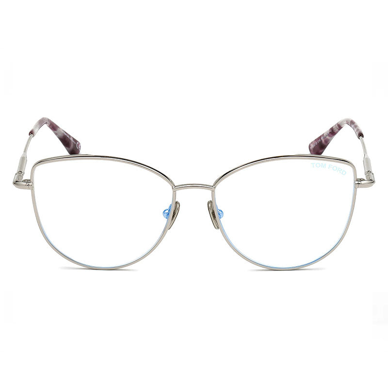 Tom Ford Eyeglasses Cat Eye Full Rim, Palladium Frame and Clear Blue Light Block Lens TF5667-B016