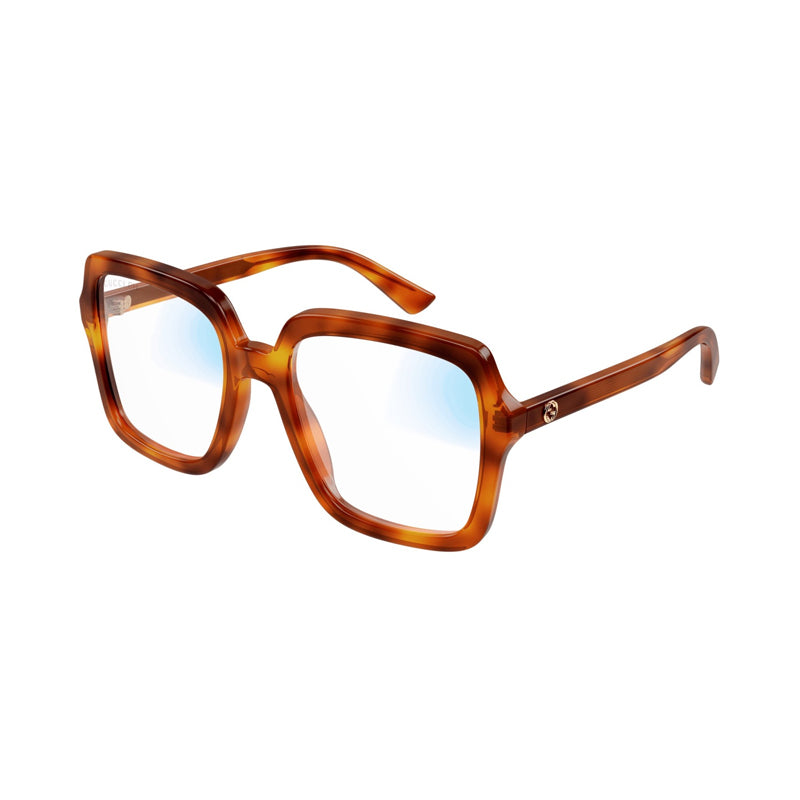 Gucci Sunglasses Square Full Rim, Havana Frame and Clear to Brown Photochromic Lens GG1318S001