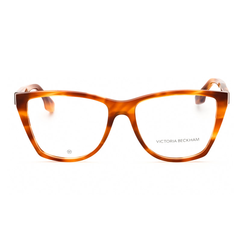 Victoria Beckham Eyeglasses Square Full Rim, Striped Blonde Havana Frame and Clear Demo Lenses Lens VB2664223