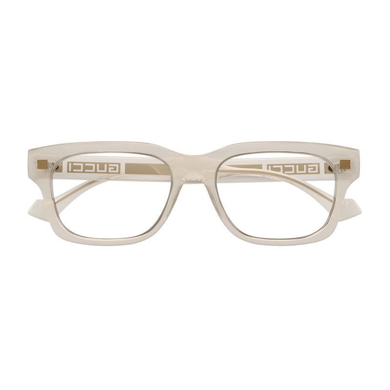 Gucci Eyeglasses Square Full Rim, Transparent Pale Khaki Green Frame and Clear Demo Lenses Lens GG1731O004