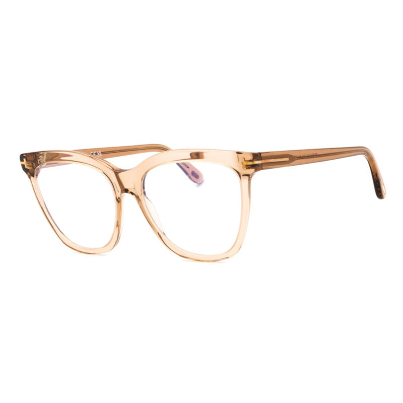Tom Ford Eyeglasses Butterfly Full Rim, Shiny Light Brown Frame and Clear/Blue-Light Block Lenses Lens FT6042-B045