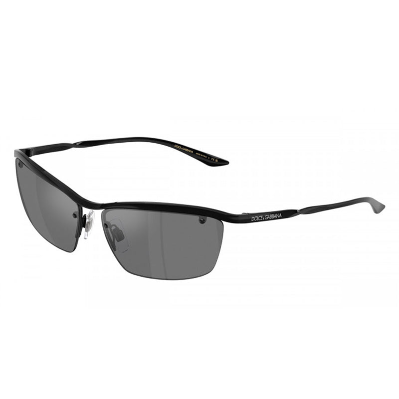 Dolce & Gabbana Sunglasses Rectangle Semi Rim, Black Frame and Grey Mirror Black Lens DG230701/6G