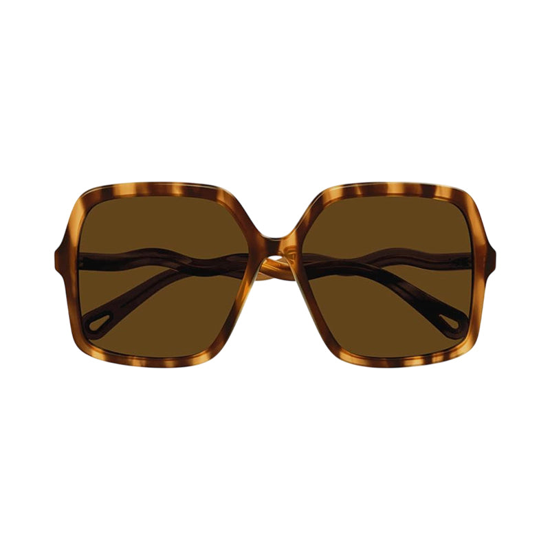 Chloe Sunglasses Square Full Rim, Havana Frame and Brown Lens CH0086S005