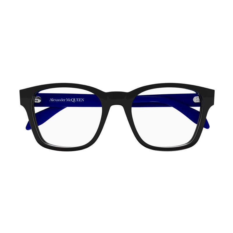 Alexander McQueen Eyeglasses Square Full Rim, Black Frame and Clear Demo Lens Lens AM0307O004