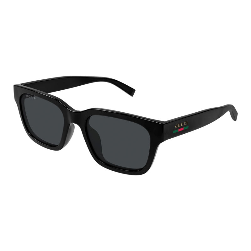 Gucci Sunglasses Rectangle Full Rim, Black Frame and Grey Polarized Lens GG1857S005