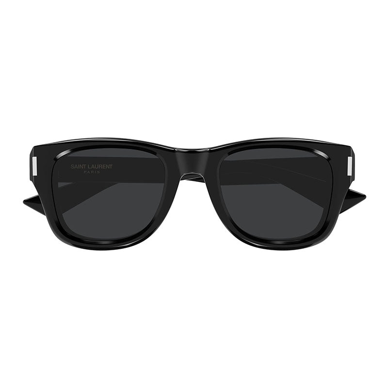 Saint Laurent Sunglasses Square Full Rim, Shiny Black Frame and Grey Lens SL801001