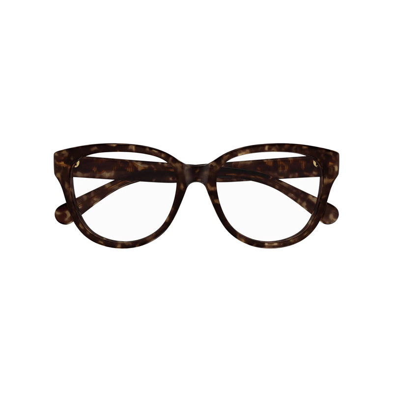 Chloe Eyeglasses Square Full Rim, Havana Frame and Clear Demo  Lens Lens CH0243O006