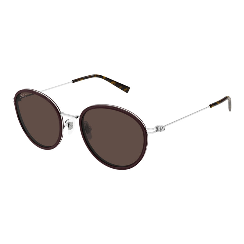 Gucci Sunglasses Square Full Rim, Brown/Silver Frame and Brown Lens GG1849S004