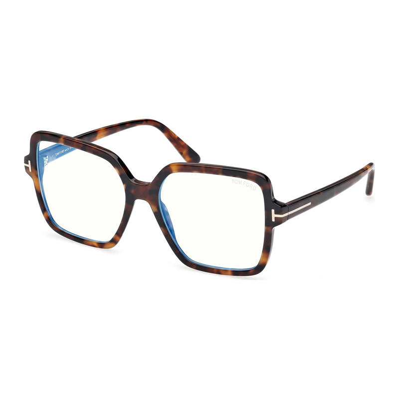 Tom Ford Eyeglasses Square Full Rim, Havana Frame and Clear Blue Light Block Lens FT6063-B052