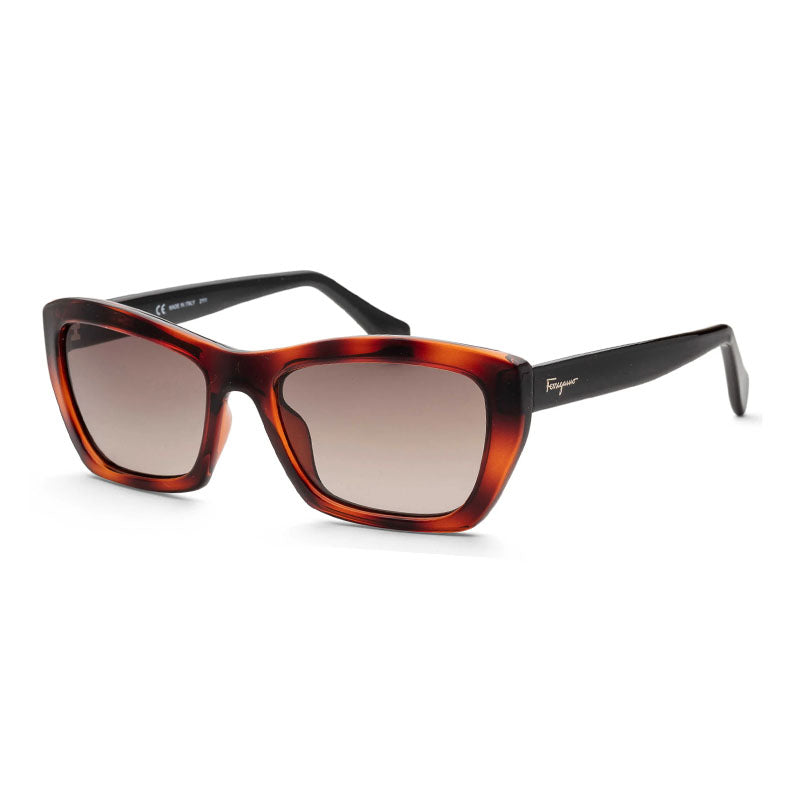 Ferragamo Salvatore Ferragamo Sunglasses Rectangle Full Rim, Havana Frame and Grey Lens SF958S214