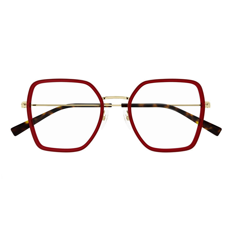 Gucci Eyeglasses Butterfly Full Rim, Burgundy/Gold Frame and Clear Demo Lenses Lens GG1850O004
