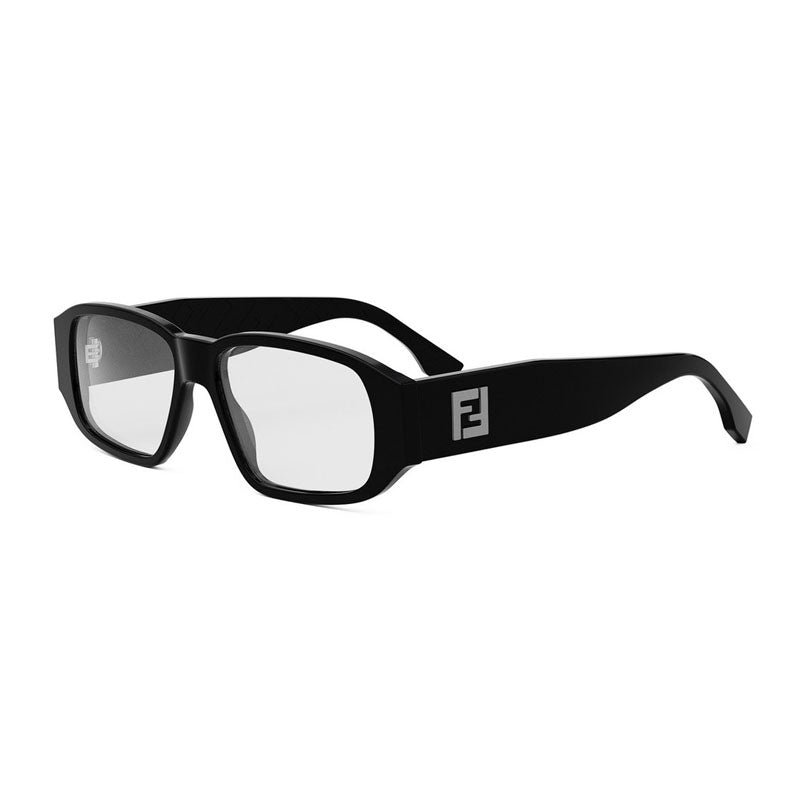 Fendi Eyeglasses Rectangle Full Rim, Black Frame and Clear Demo Lens Lens FE50115I001