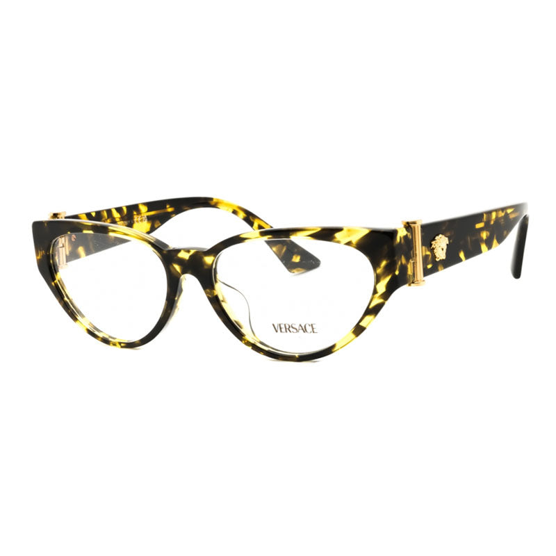Versace Eyeglasses Cat Eye Full Rim, Havana Frame and Clear Demo Lenses Lens VE3366F5428