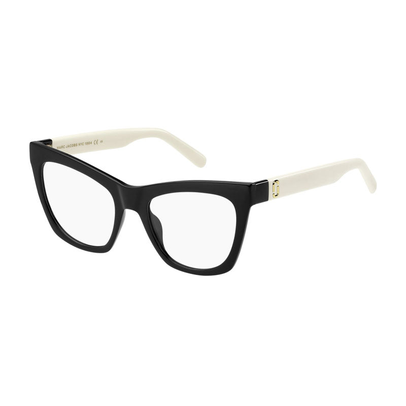 Marc Jacobs Eyeglasses Cat Eye Full Rim, Black/White Frame and Clear Demo Lens Lens MARC649080S00