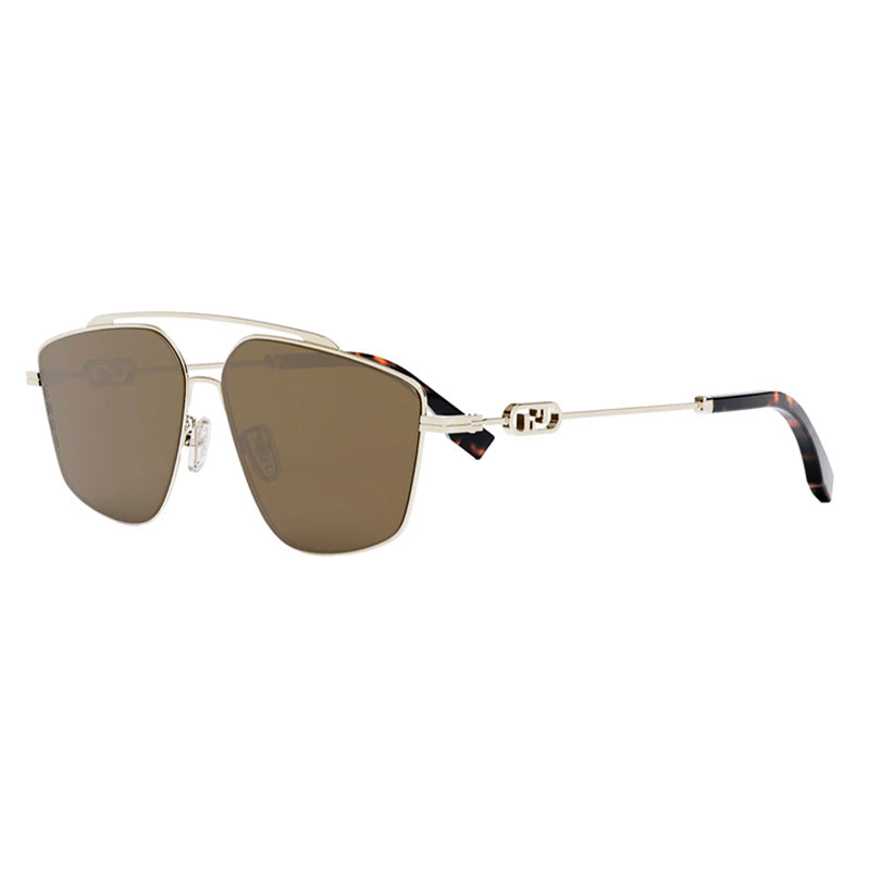 Fendi Sunglasses Aviator Full Rim, White Gold Frame and Brown Lens FE40079U32E