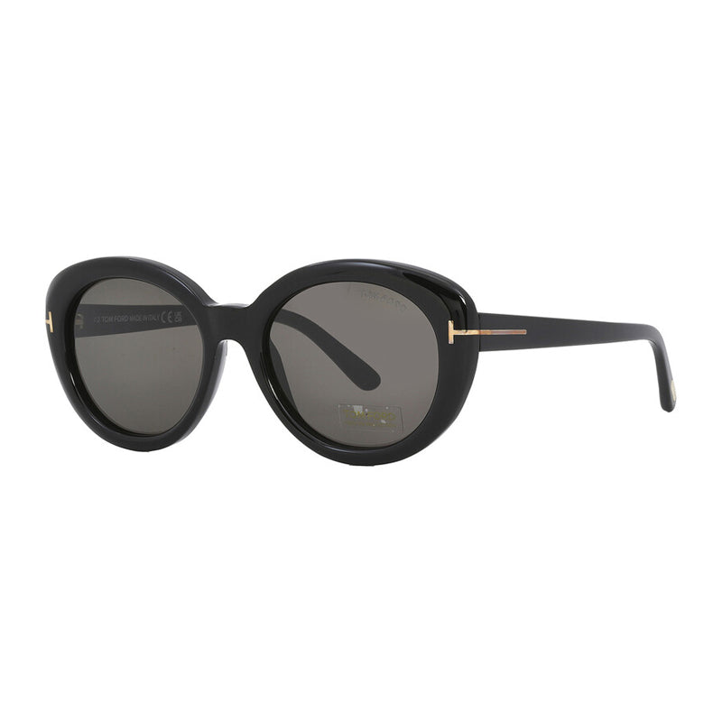 Tom Ford Sunglasses Cat Eye Full Rim, Shiny Black Frame and Smoke Lens FT100901A