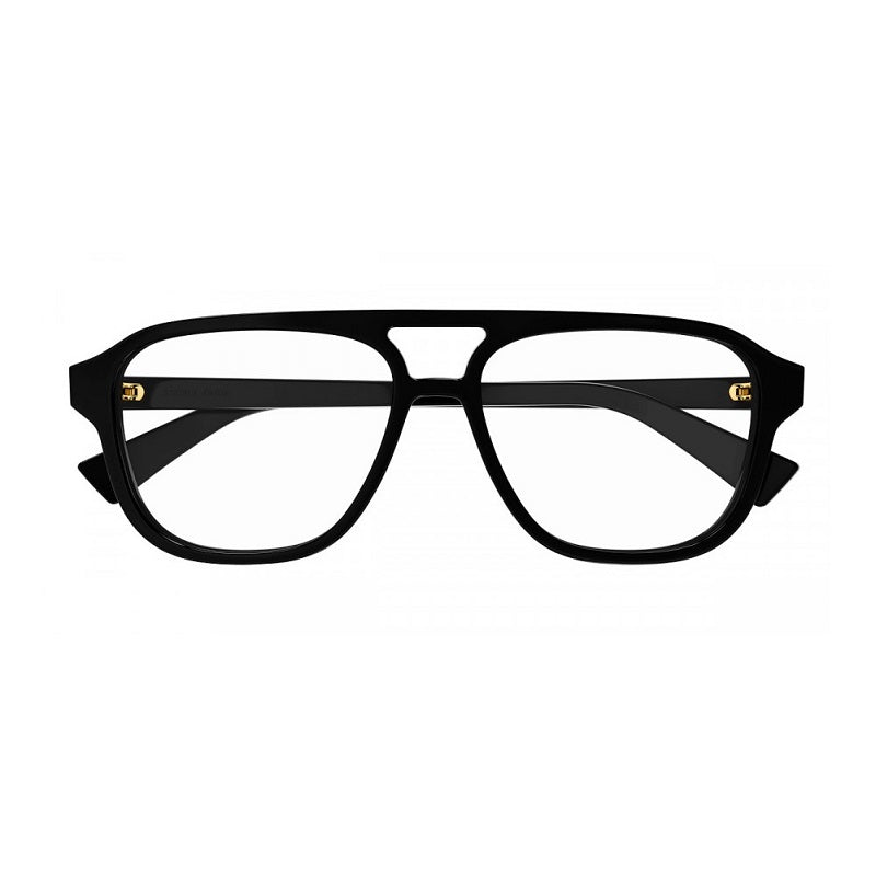 Bottega Veneta Eyeglasses Aviator Full Rim, Black Frame and Clear Demo Lenses Lens BV1294O001