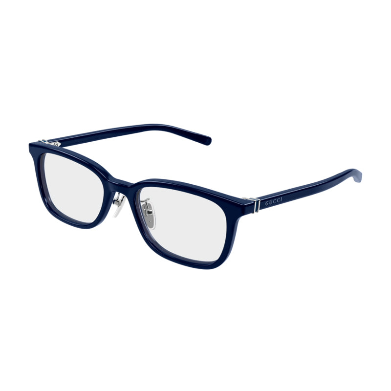 Gucci Eyeglasses Rectangle Full Rim, Blue Frame and Clear Demo Lenses Lens GG2002OJ003