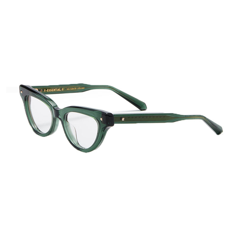 Valentino Eyeglasses Cat Eye Full Rim, Crystal Emerald Green Frame and Clear Demo Lens Lens VLX-124B