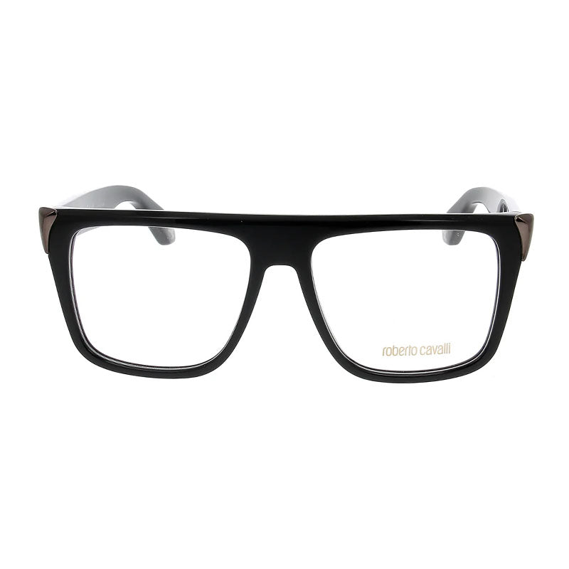 Roberto Cavalli Eyeglasses Square Full Rim, Shiny Black Frame and Clear Demo Lenses Lens VRC107M0700