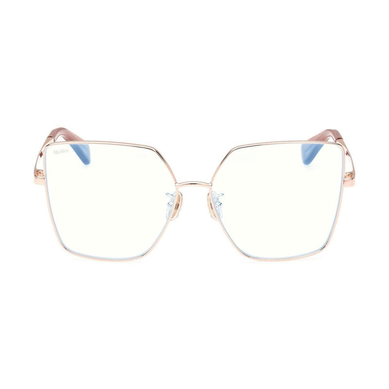 Max Mara Eyeglasses Butterfly Full Rim, Pink Gold Frame and Clear/Blue-light Block Lenses Lens MM5073-H-B033