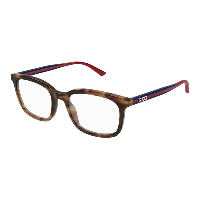 Gucci Eyeglasses Square Full Rim, Havana Frame and Clear Demo Lenses Lens GG1928O003