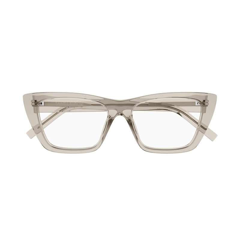Saint Laurent Eyeglasses Cat Eye Full Rim, Beige Frame and Clear Demo Lenses Lens SL276MICAOPT005