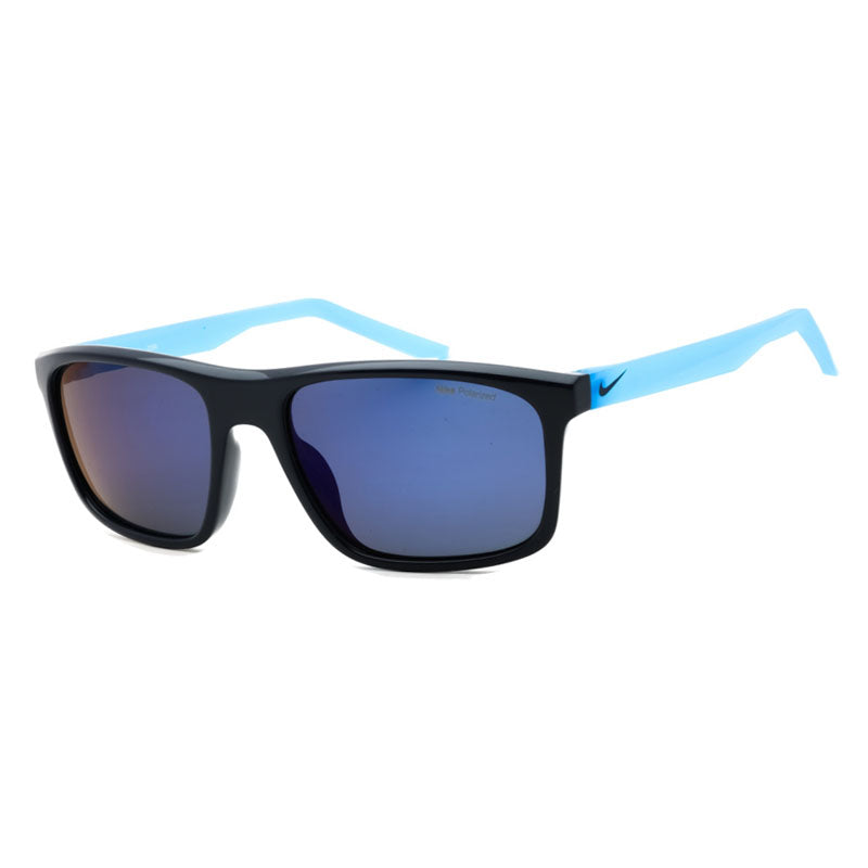 Nike Sunglasses Rectangle Full Rim, Obsidian Frame and Blue Flash Polarized Lens NIKEFIREPFD1818451