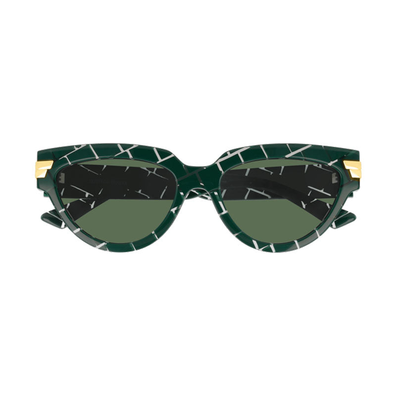 Bottega Veneta Sunglasses Cat Eye Full Rim, Green Frame and Green Lens BV1035S004