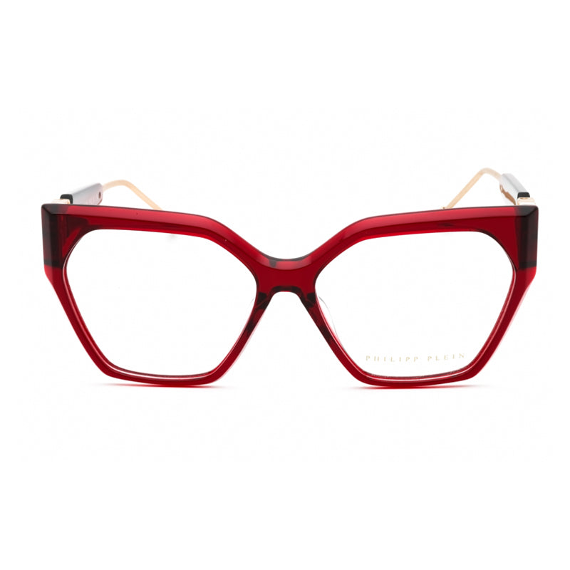 Philipp Plein Eyeglasses Geometric Full Rim, Red Frame and Clear Demo Lenses Lens VPP068S0V64