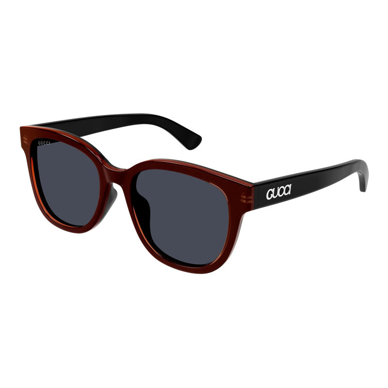 Gucci Sunglasses Square Full Rim, Shiny Bilayer Transparent Orange/Solid Black Frame and Blue Lens GG1797SK003