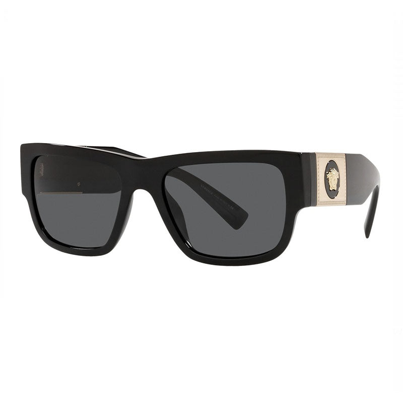 Versace Sunglasses Rectangle Full Rim, Black Frame and Dark Grey Lens VE4406GB1/87
