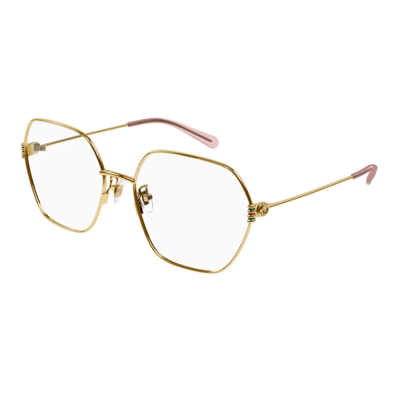Gucci Eyeglasses Geometric Full Rim, Gold Frame and Clear Demo Lenses Lens GG1285O001