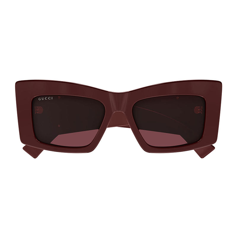 Gucci Sunglasses Square Full Rim, Burgundy Frame and Red Lens GG1842S005