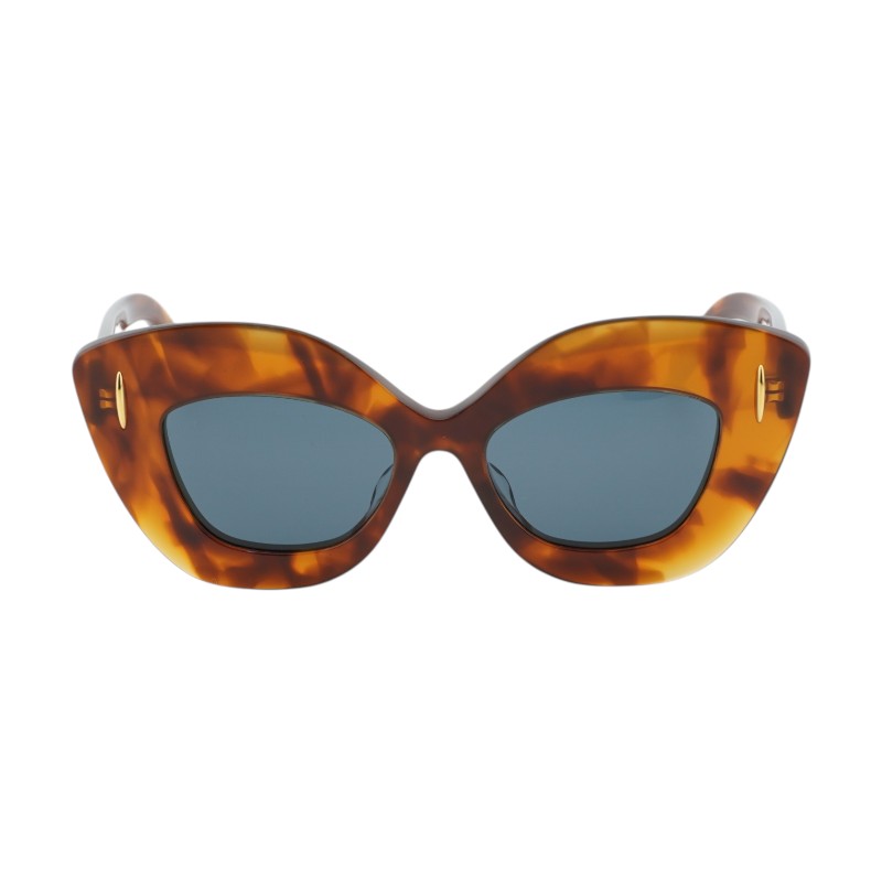 Loewe Sunglasses Cat Eye Full Rim, Shiny Havana Frame and Blue Lens LW40127F53V