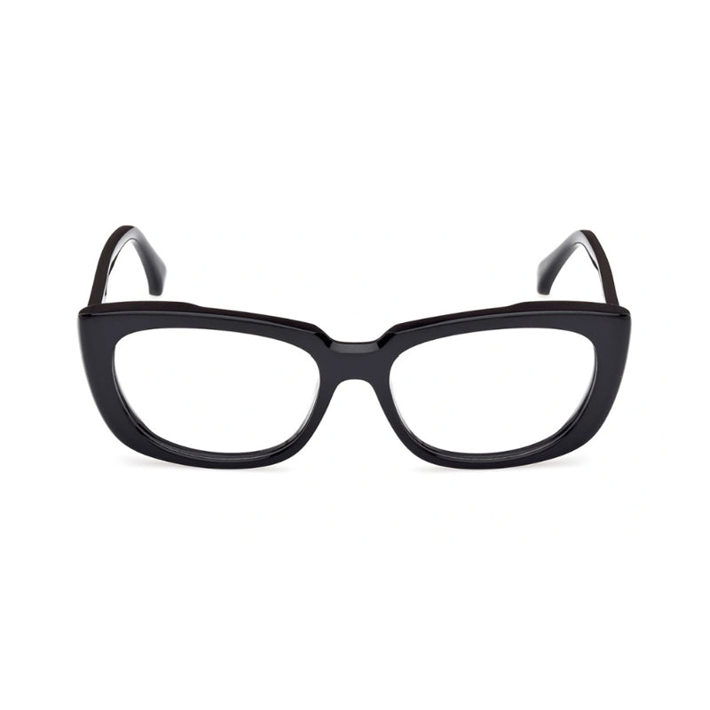 Max Mara Eyeglasses Cat Eye Full Rim, Shiny Black Frame and Clear Demo Lenses Lens MM5114001